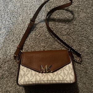 Michael Kors Tan and Cream Crossbody Bag